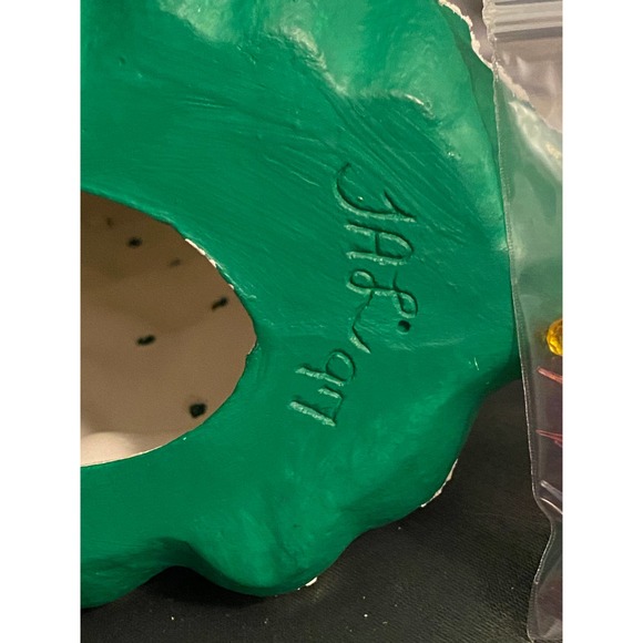 Handmade Ceramic Christmas Tree, Bright Matte Green with White Snow Accents - Picture 10 of 12